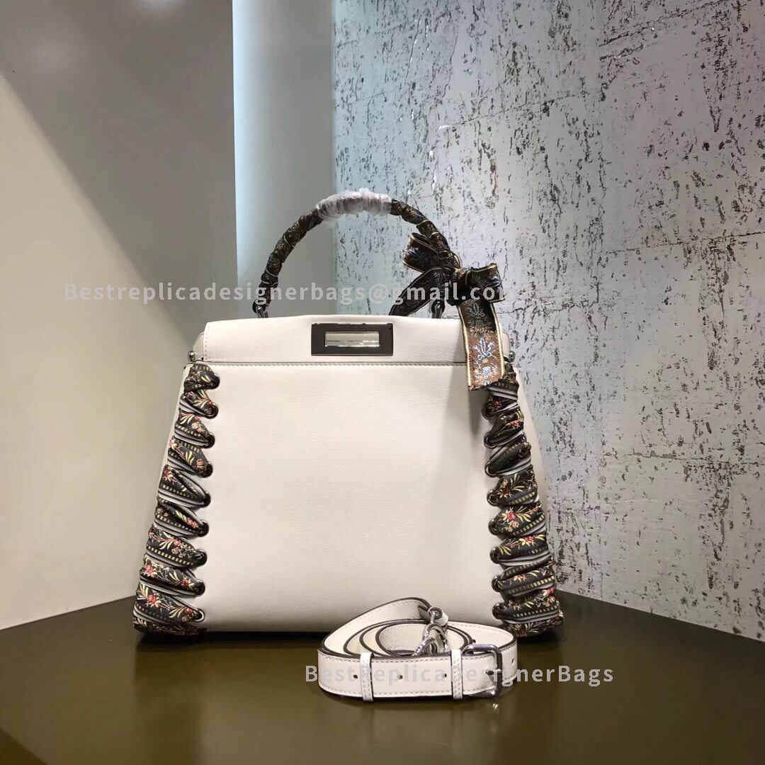 Fendi Peekaboo Iconic Medium White Leather Bag 5210M